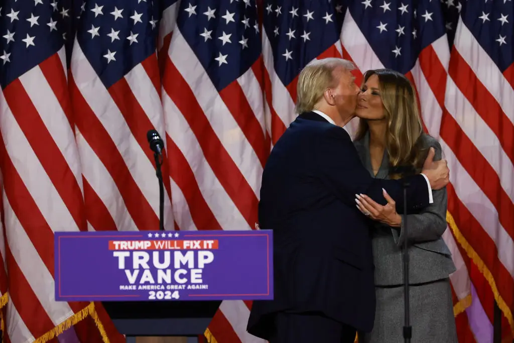 Melania appeared on stage alongside her husband (Joe Raedle/Getty Images)