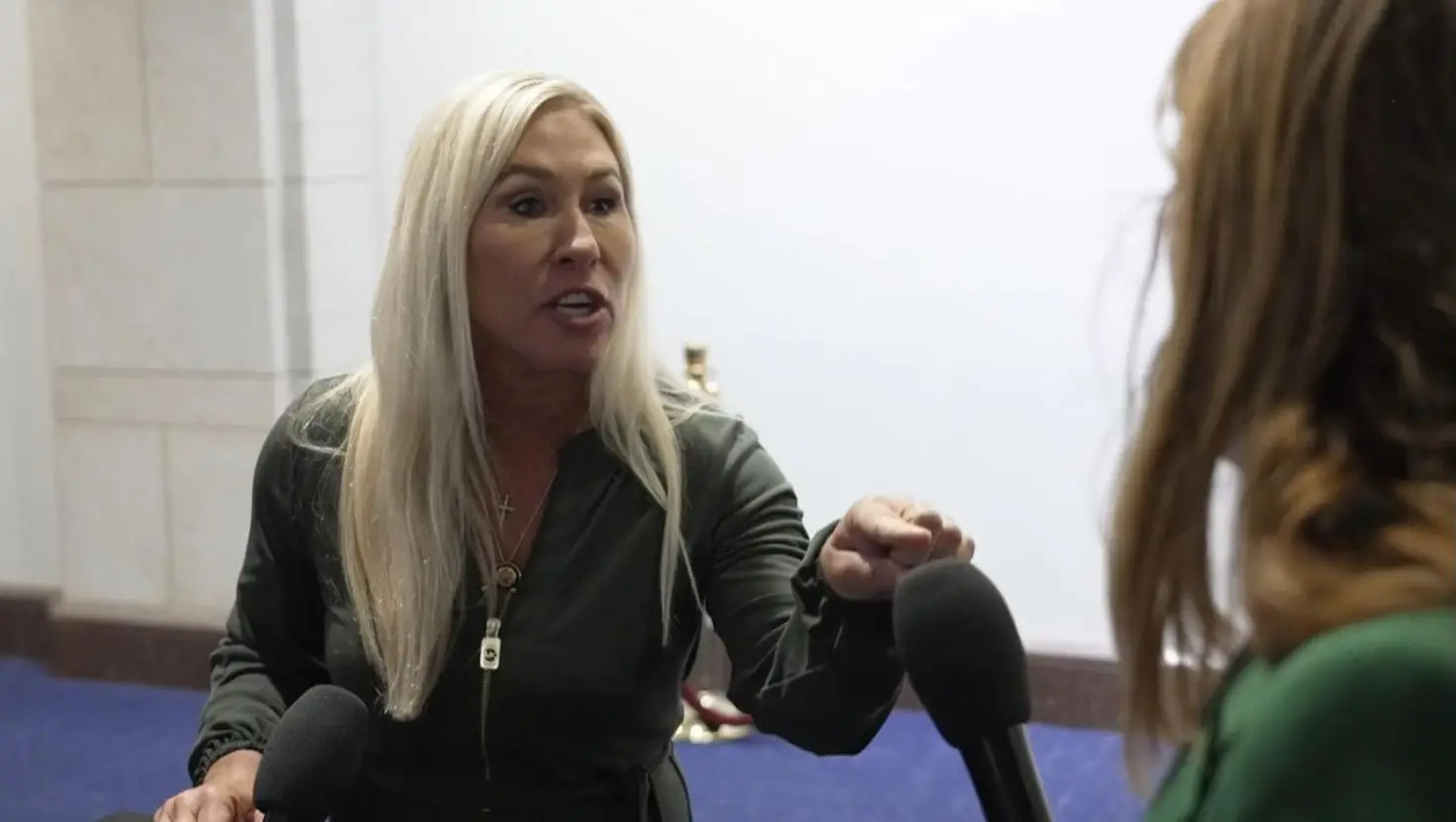 Greene said she wouldn't be taking questions from the reporter after telling her to 'go back to [her] own country' (Sky News)