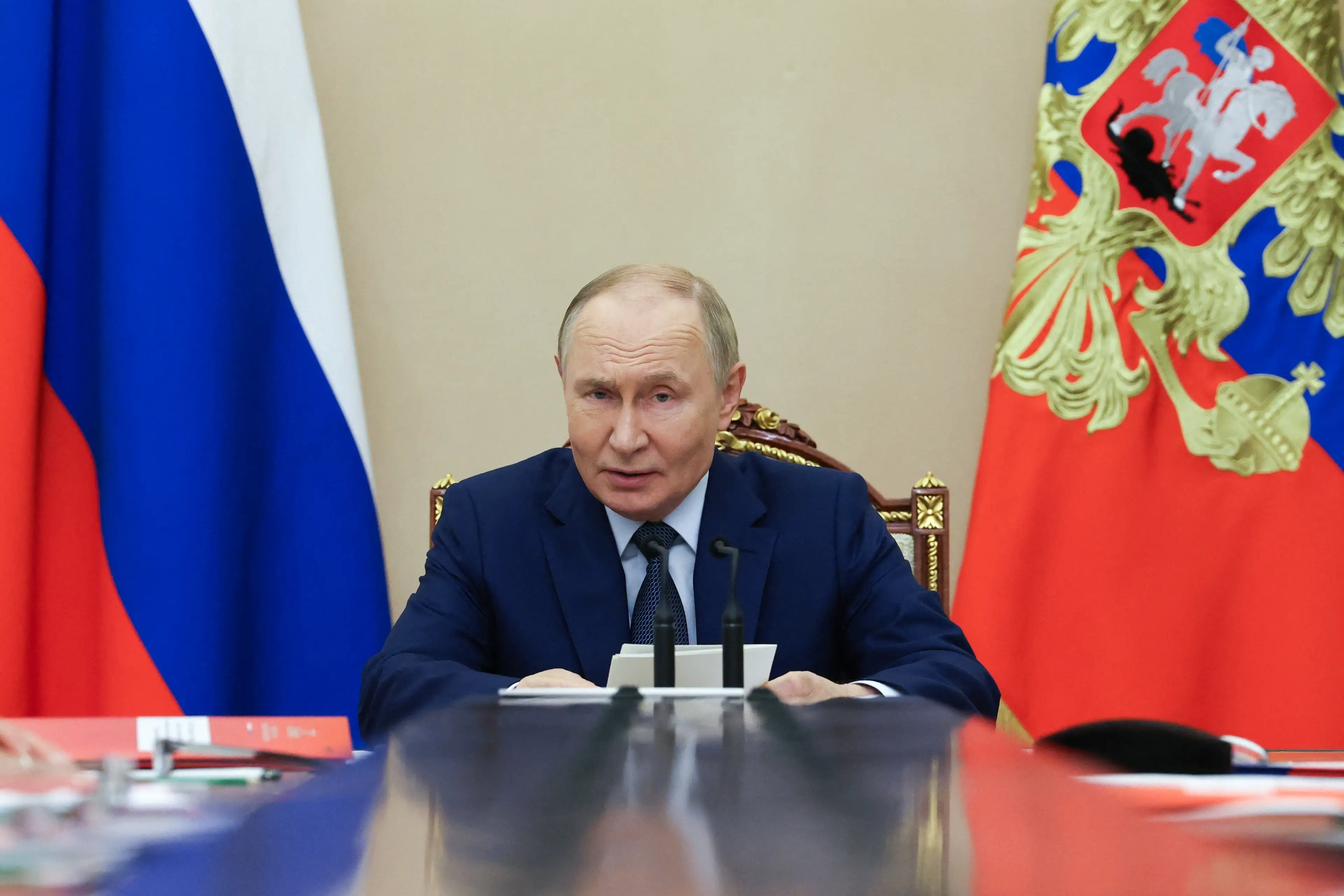 The Kremlin took issue with being called a 'paper tiger' and insisted the war in Ukraine was not 'aimless' (ALEXANDER KAZAKOV/POOL/AFP via Getty Images)