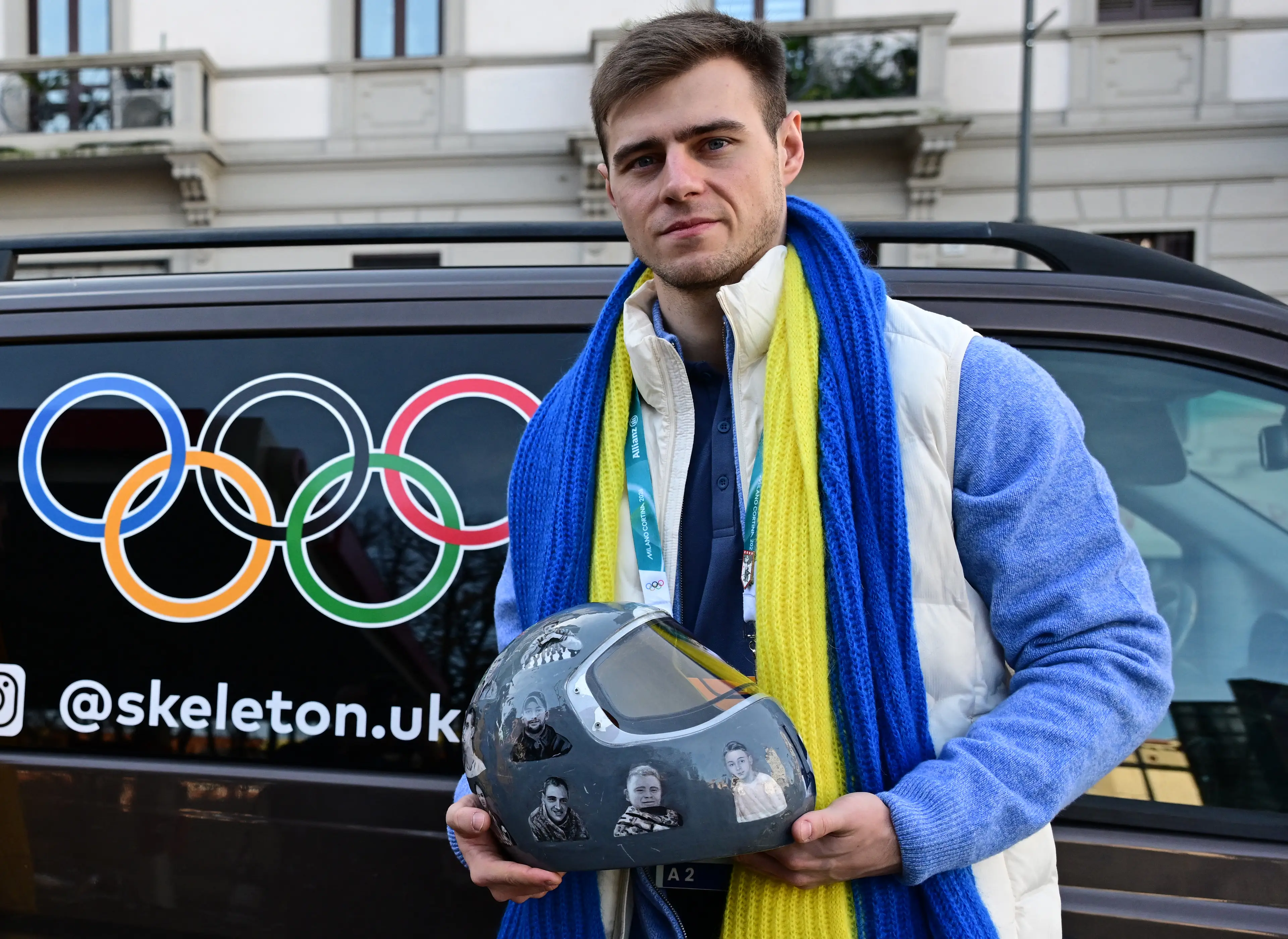 Vladyslav Heraskevych wasn't allowed to compete as a result of his 'helmet of memory'(Piero CRUCIATTI / AFP via Getty Images)