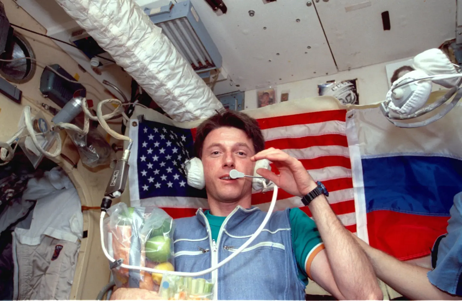 Michael stayed on Mir for a further four months after his near-death experience (NASA/Newsmakers)