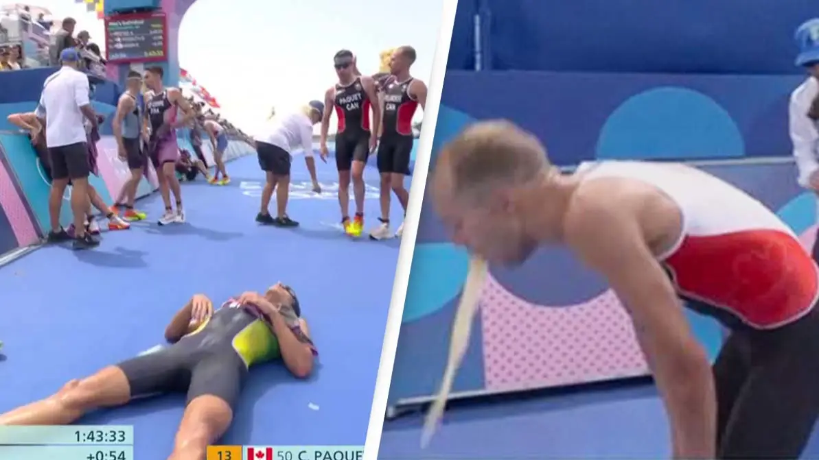 Olympic star vomits on live TV after being forced to swim race in polluted Paris river