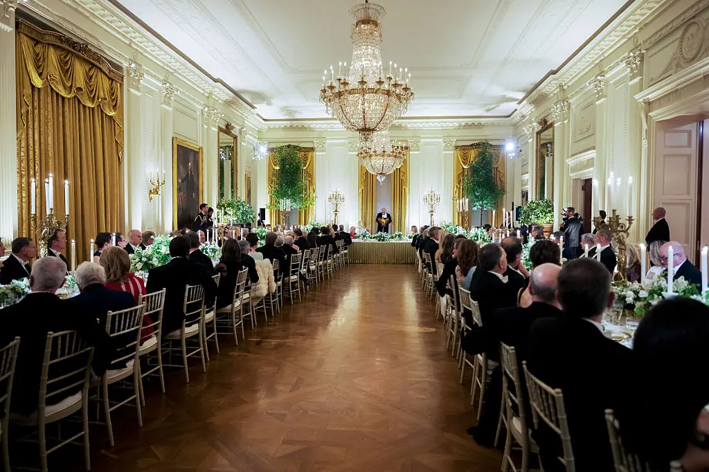 The great and the good tucked into a four-course meal on Tuesday (Craig Hudson/The Washington Post/Bloomberg via Getty Images)
