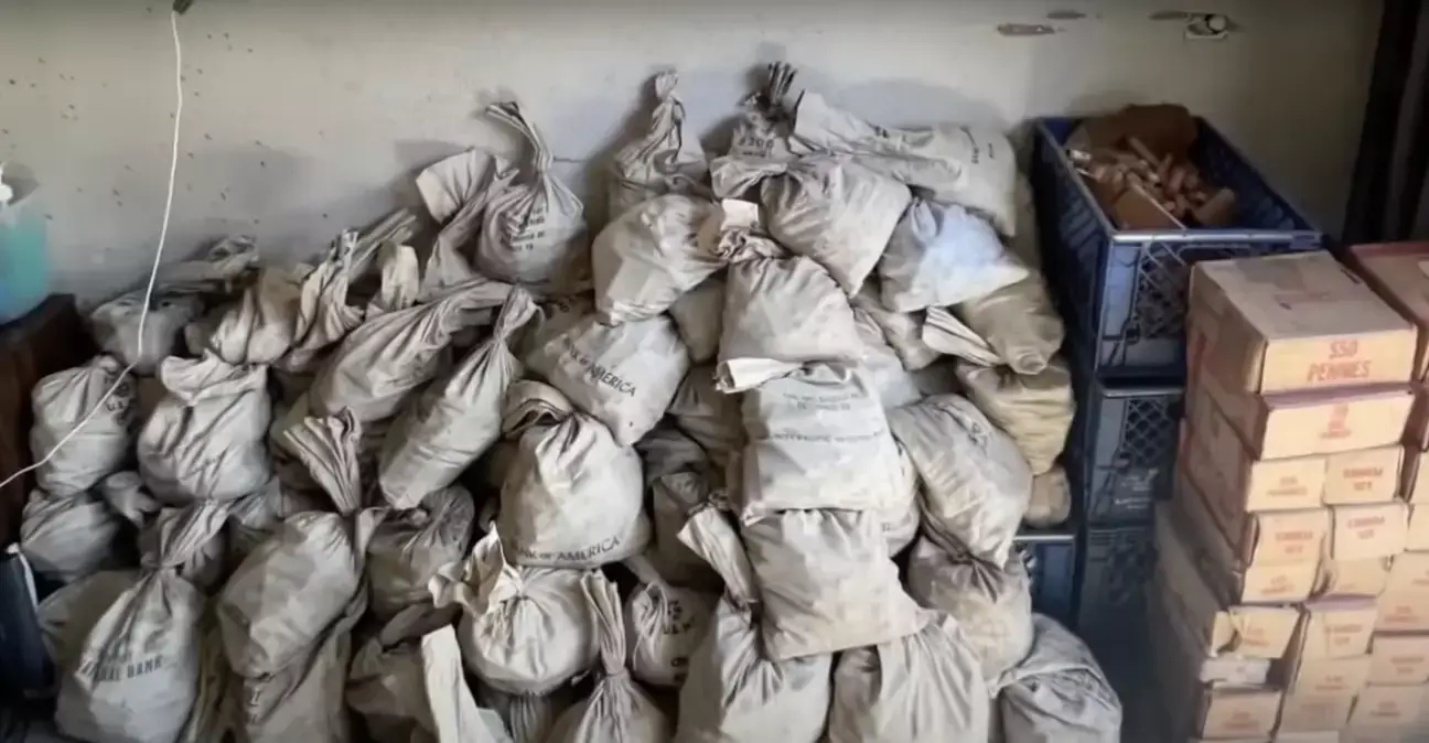 Here's the bags of pennies they found.