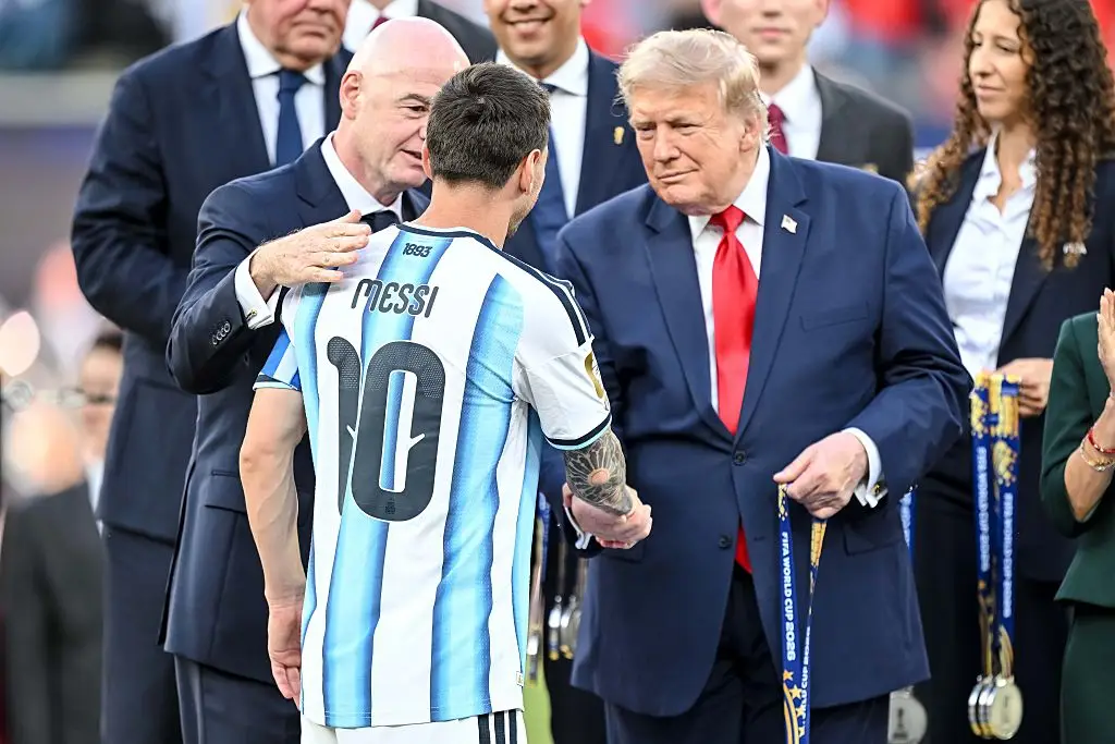 Donald Trump's actual role was to hand out the medals and trophies to the players (Harry Langer/DeFodi Images/DeFodi via Getty Images)