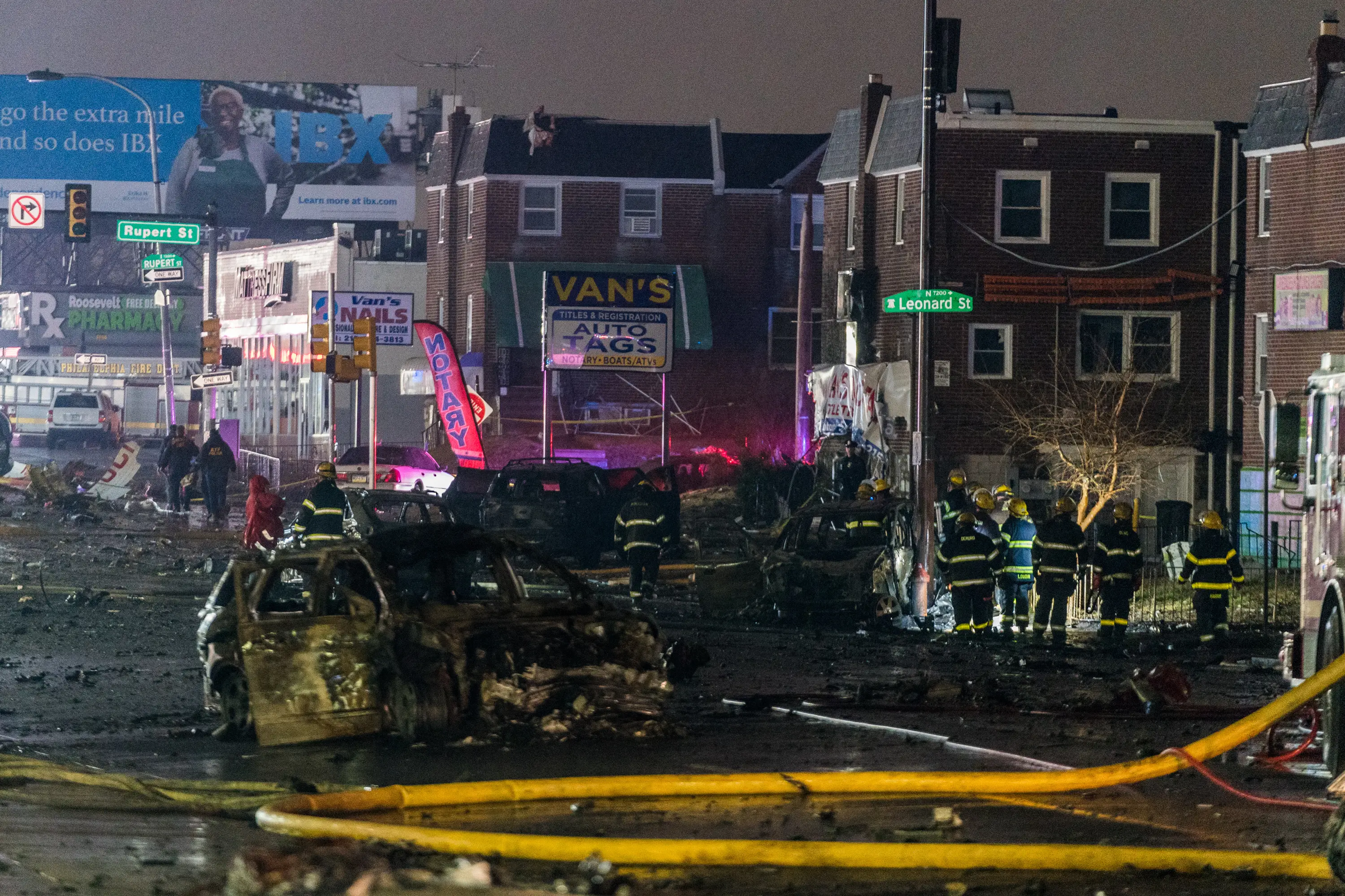 The jet crashed into a residential area of Northeast Philadelphia (Thomas Hengge/Anadolu via Getty Images)