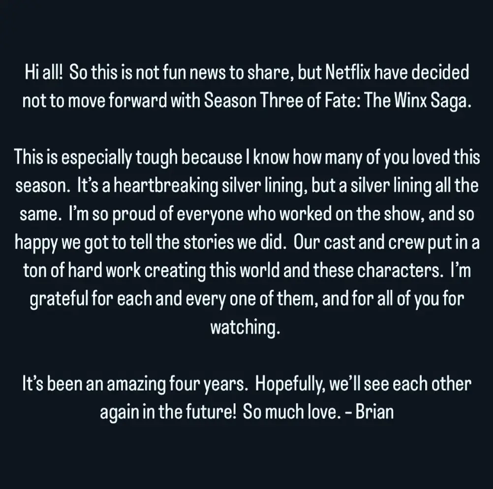 Brian Young shared a heartbroken statement on Instagram.