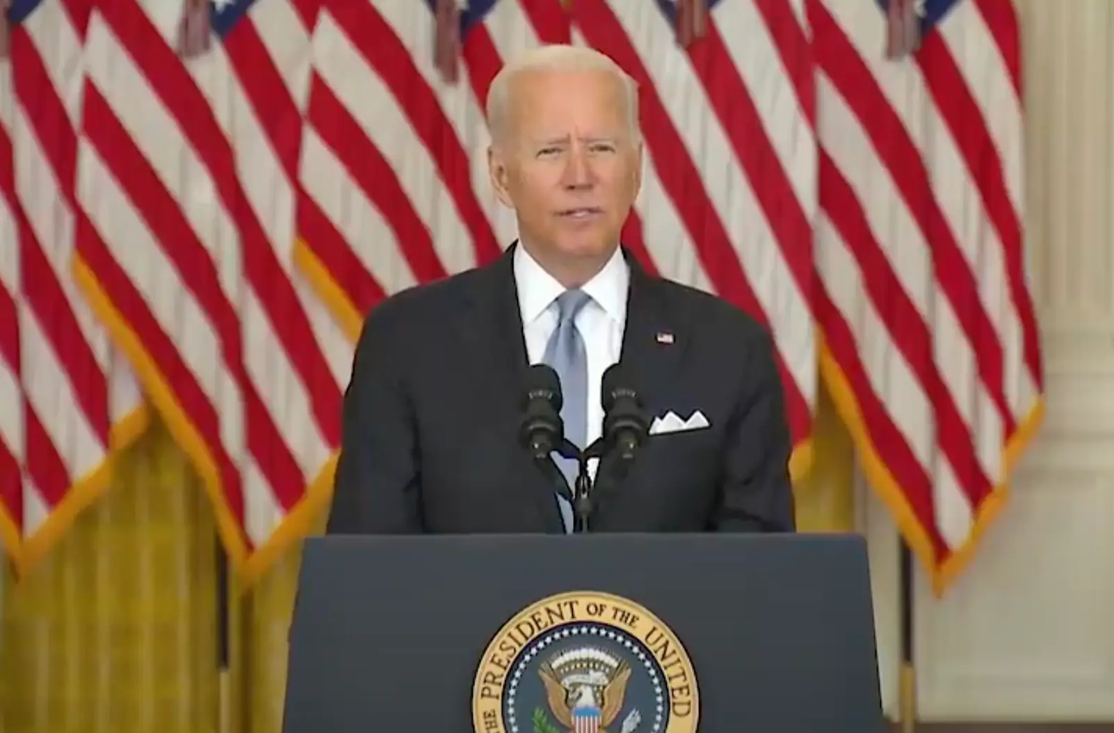 Joe Biden defended the move to withdraw troops from Afghanistan in an address back in 2021 (Andrew Harnik/Getty Images)