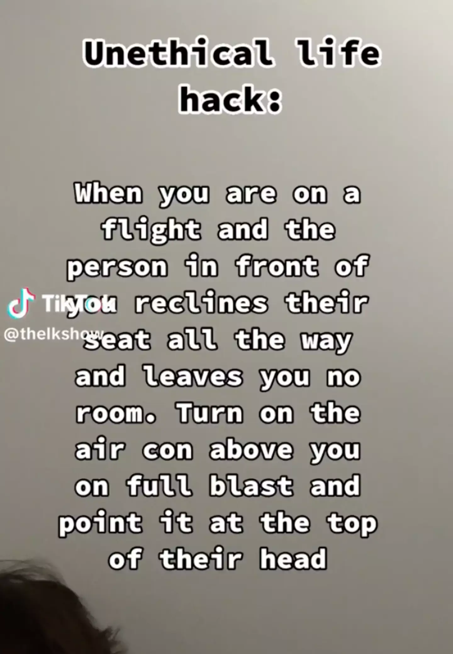 The reclining seat hack has gone viral but has been dividing opinions right down the middle. (TikTok/@thelkshow)