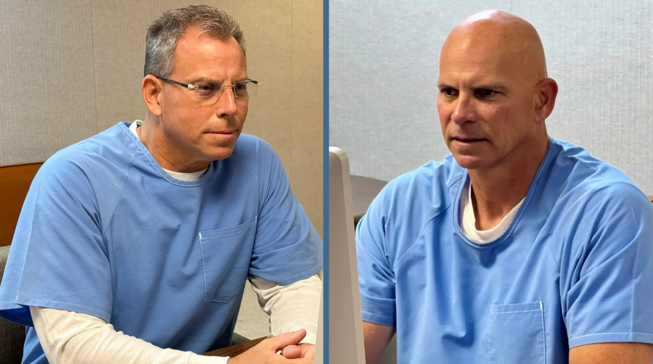 Erik (left) and Lyle (right) Menendez appearing before the parole board via teleconference in 2025 (California Department of Corrections via Getty Images)