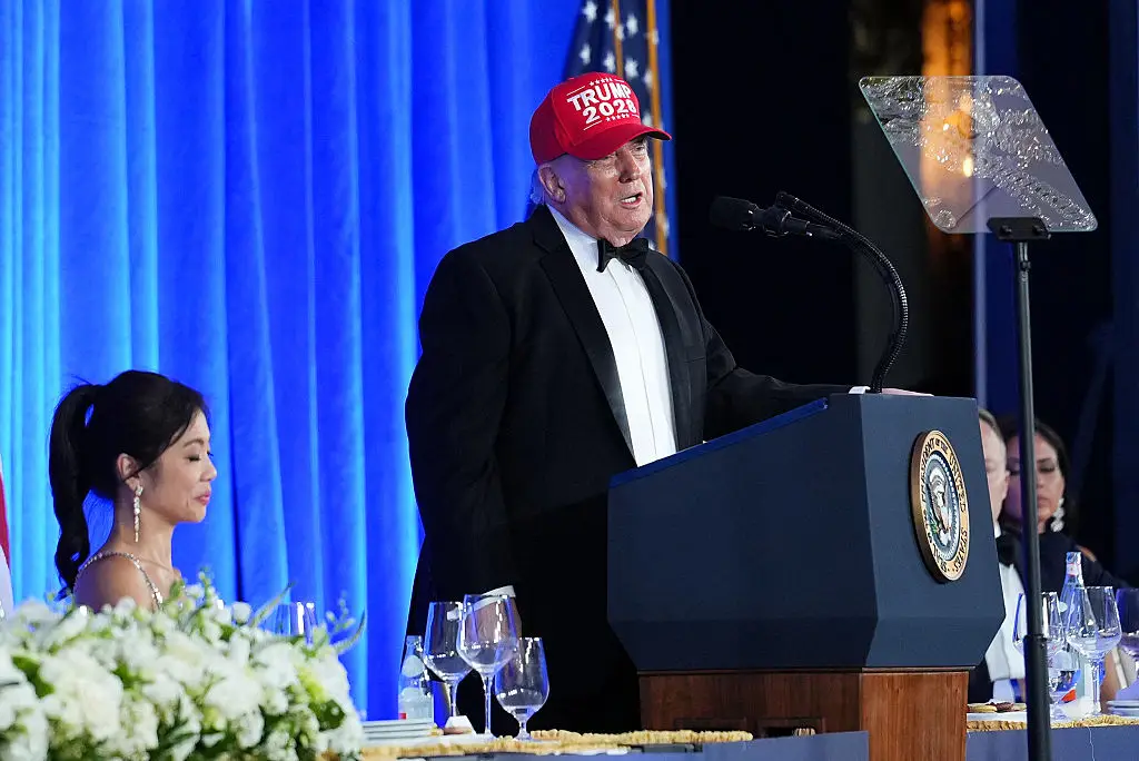 Trump wore a '2028' hat at the White House Correspondents' Dinner (Photo by Eric Lee/Getty Images)