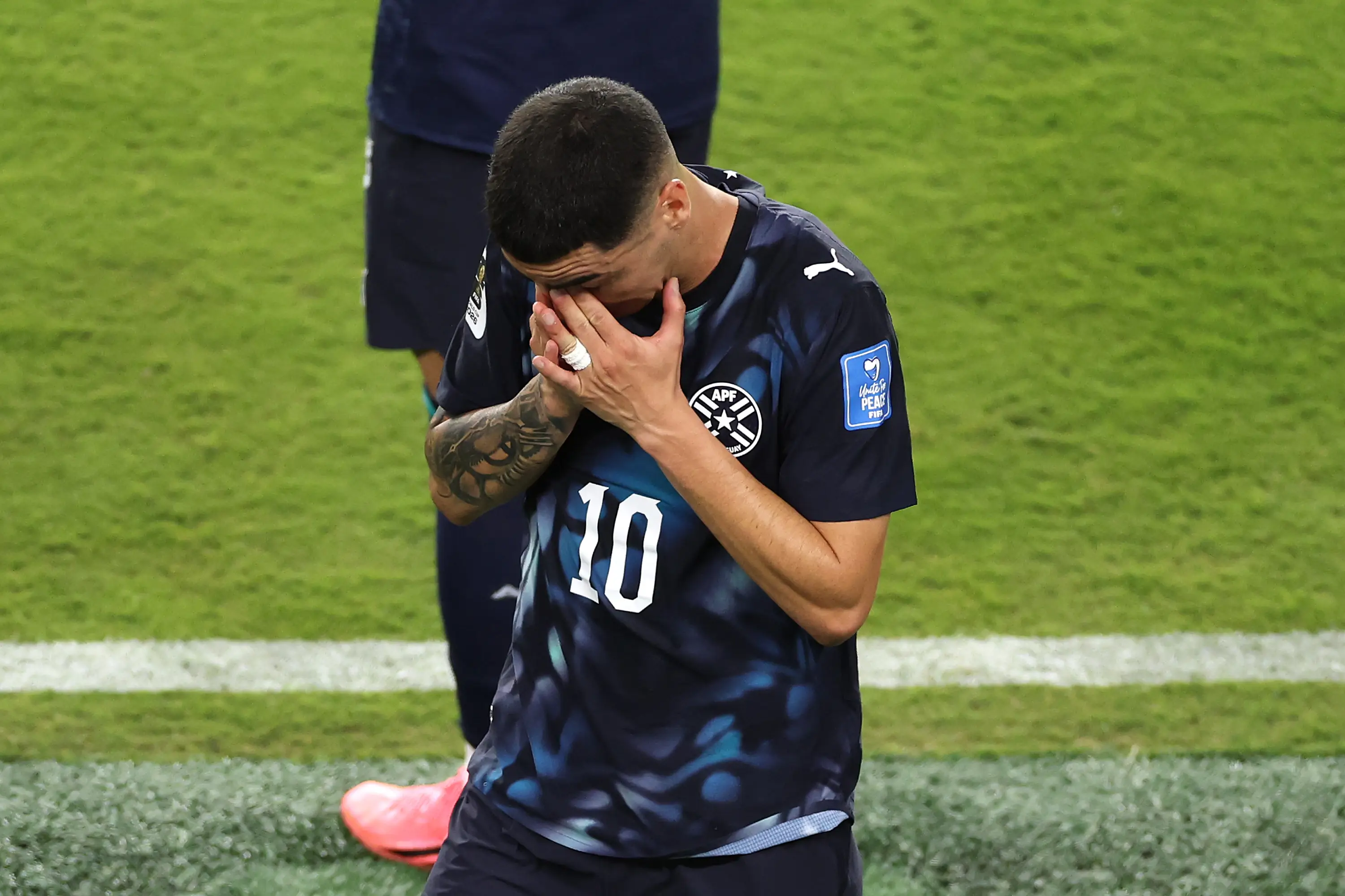 Miguel Almiron was shown a straight red for breaking the FIFA rule (Stu Forster/Getty Images)