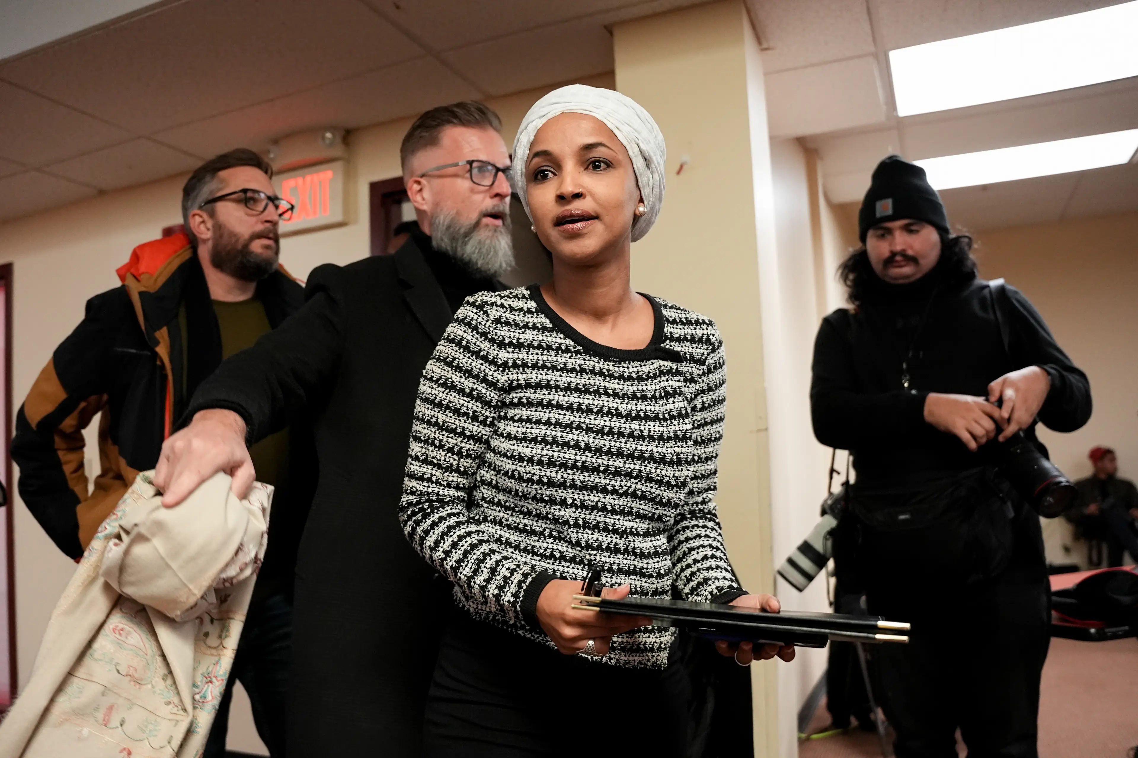Ilhan Omar took to social media to say she would not back down to bullies after the incident (Angelina Katsanis/Bloomberg via Getty Images)