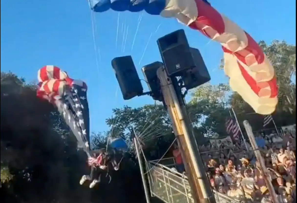 Just moments before the skydiver crashed into a marquee at Folsom Pro Rodeo (ABC7 News)