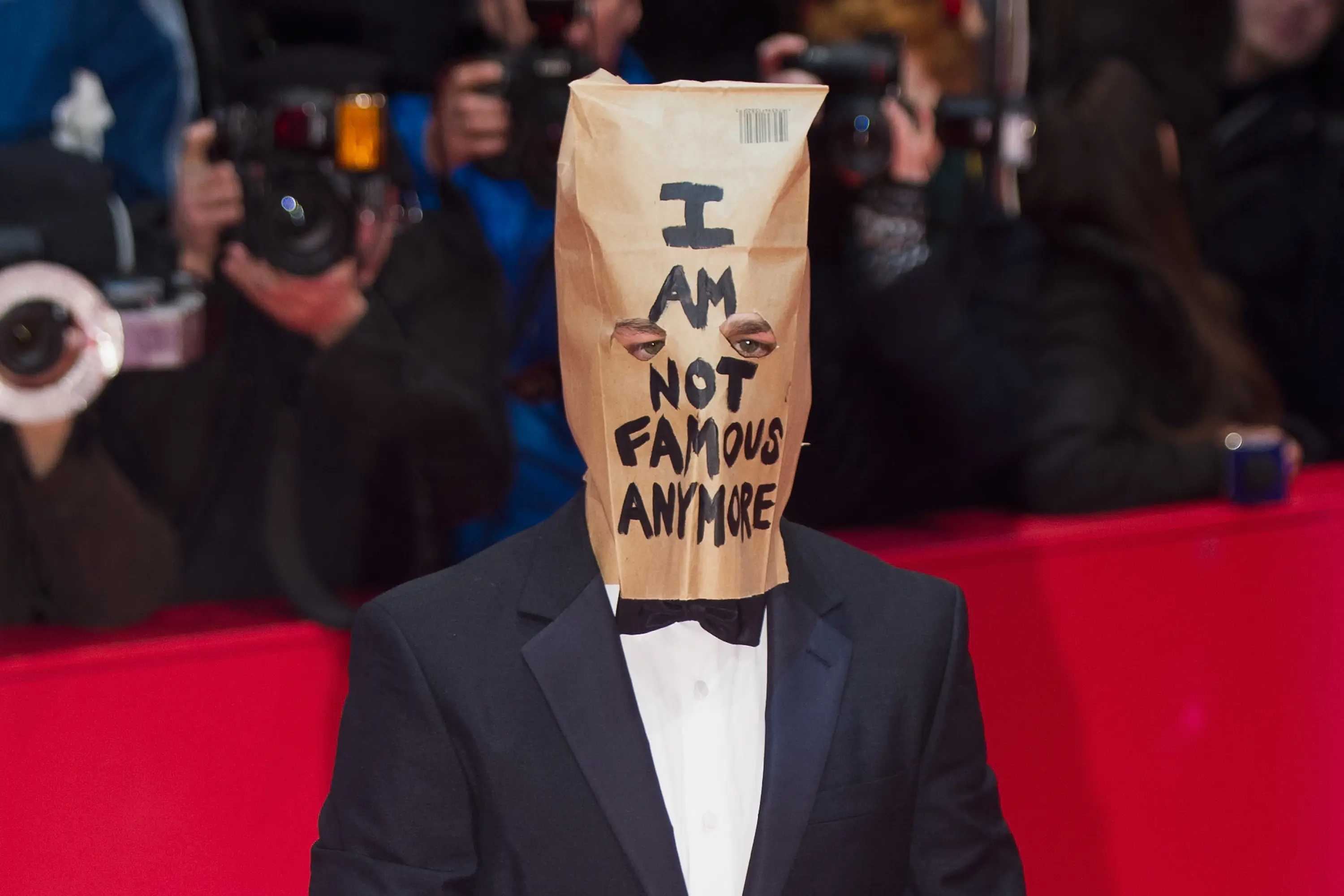 Shia LaBeouf turned up to Nymphomaniac Part 1's premiere with a bag on his head (Target Presse Agentur Gmbh/WireImage)