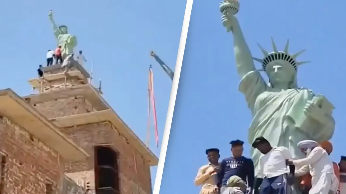 Man explains why he got Statue of Liberty replica put on his roof as internet is left in stitches