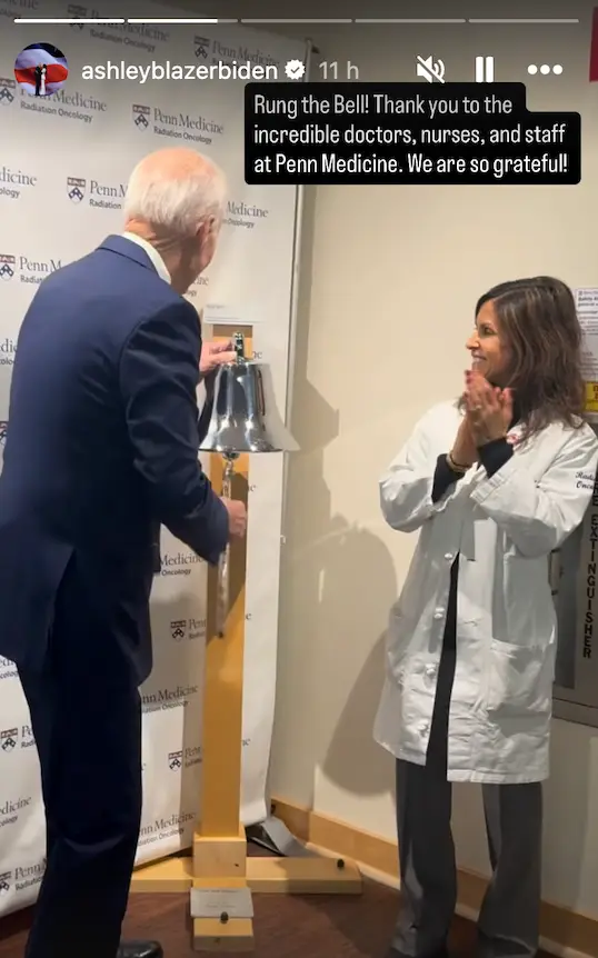 Ashley shared a photo of Biden ringing the bell (Instagram/@ashleyblazerbiden)