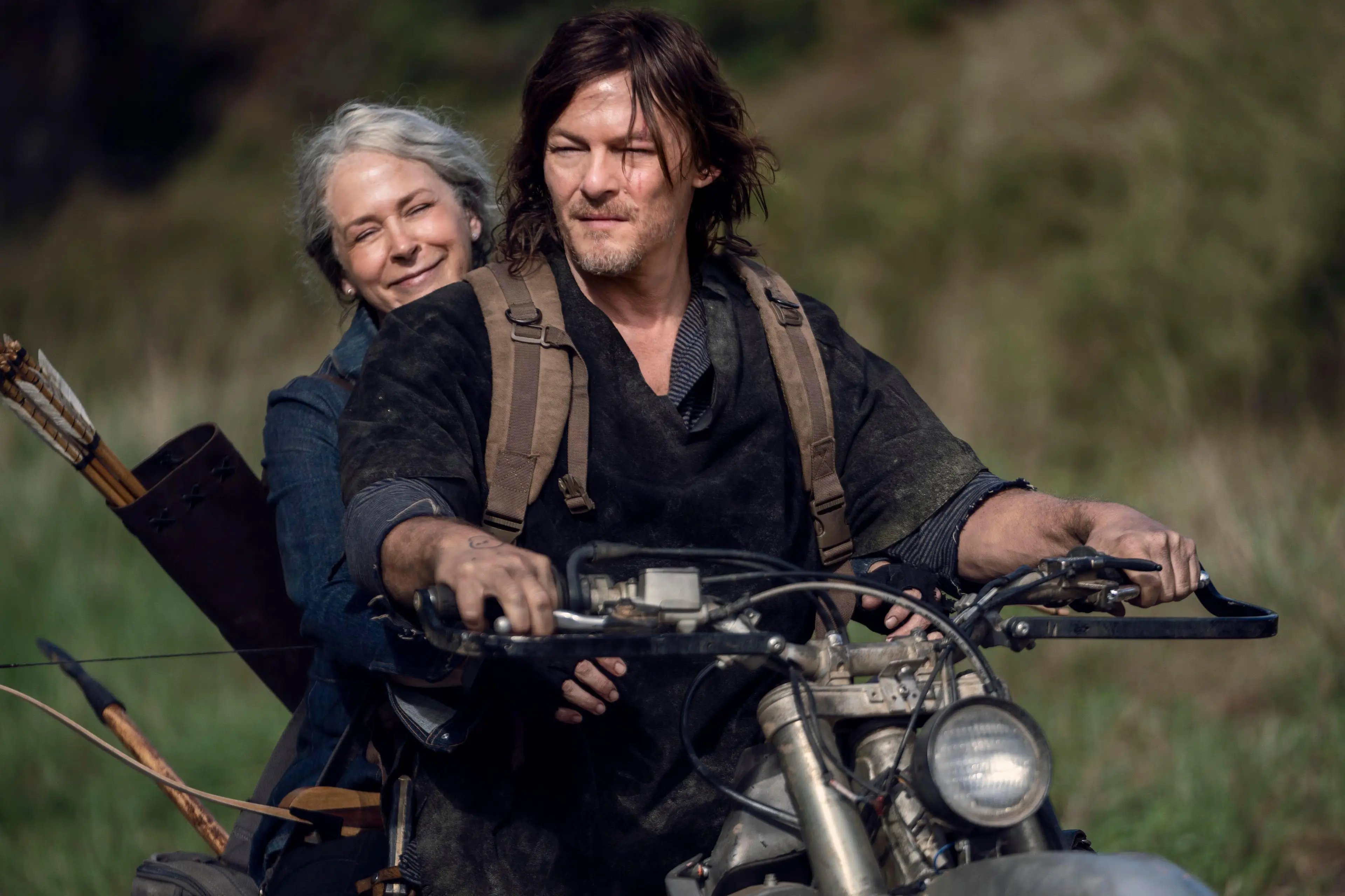 Norman Reedus and Melissa McBride in The Walking Dead.