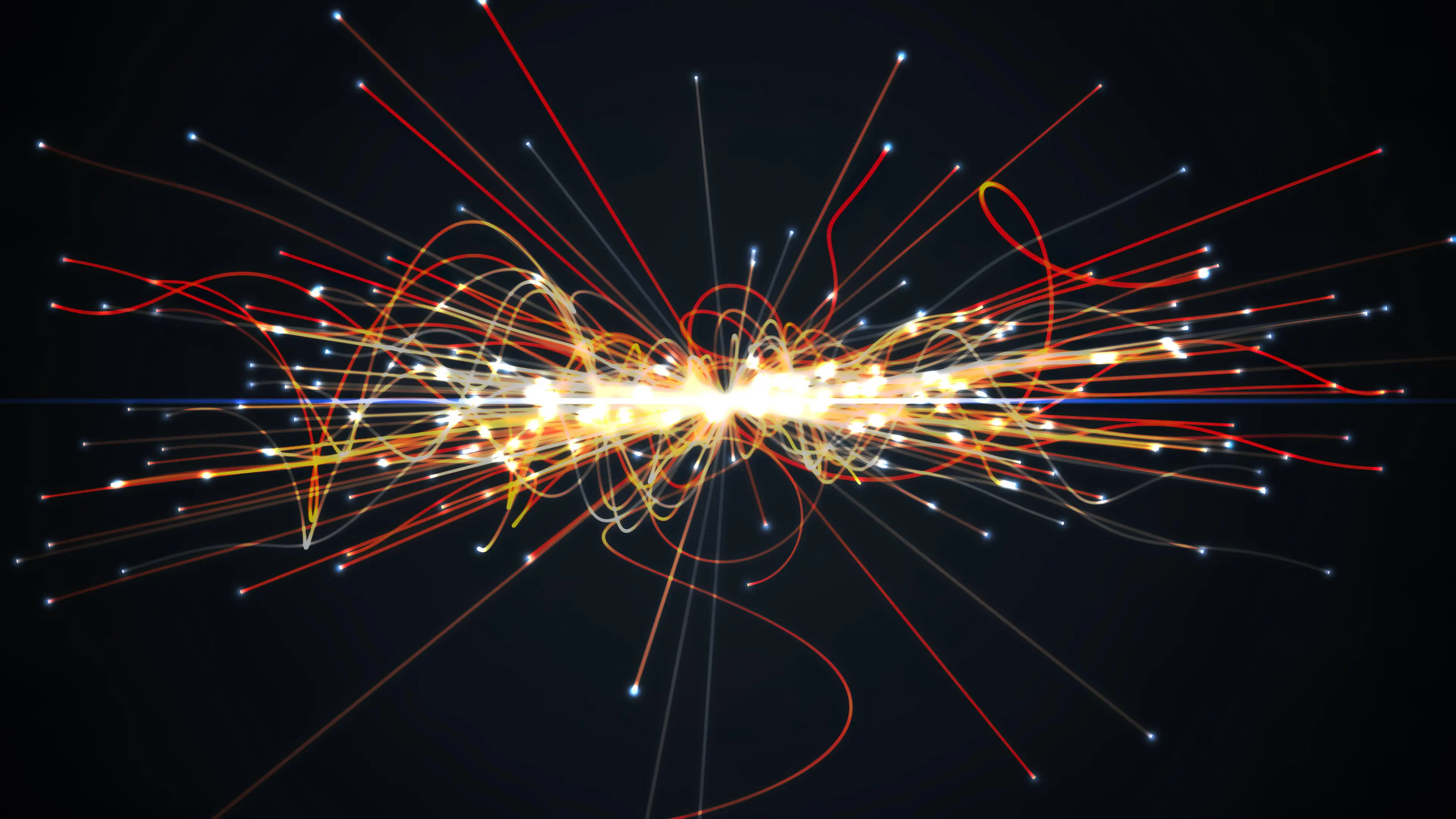 An astrophysics concept of a particle collision in the LHC.