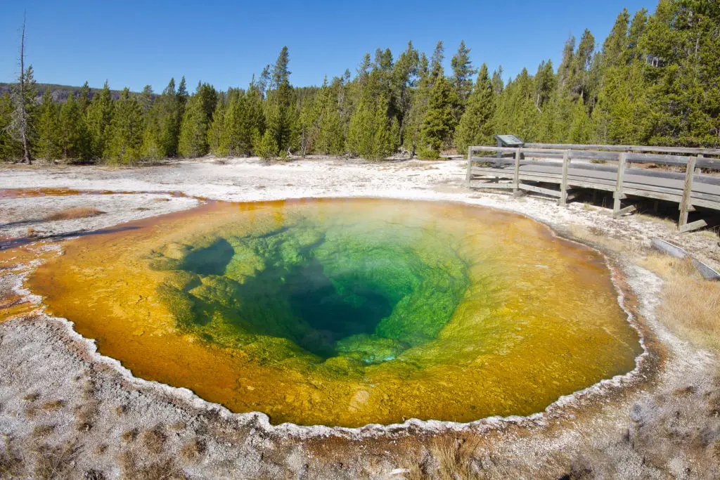 The hot spring looks completely different to how it would have looked back in the 1800s (Getty/Steven Wares)