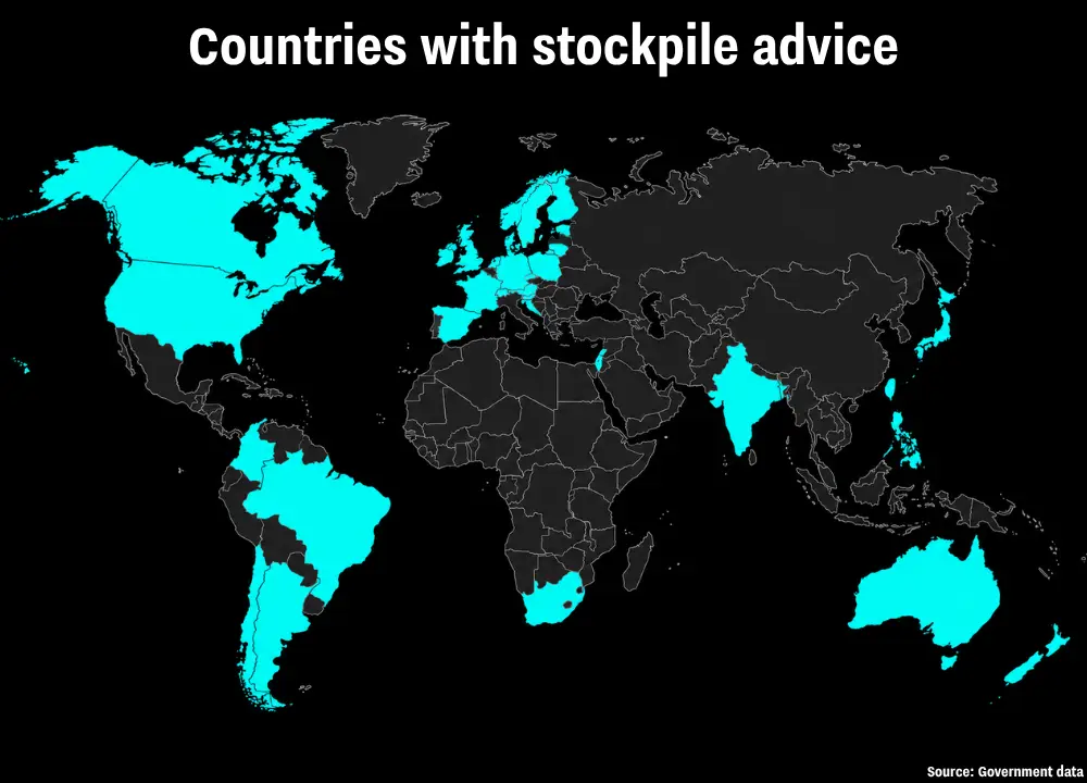 All the countries across the globe that are being told to stockpile on essentials (UNILAD)