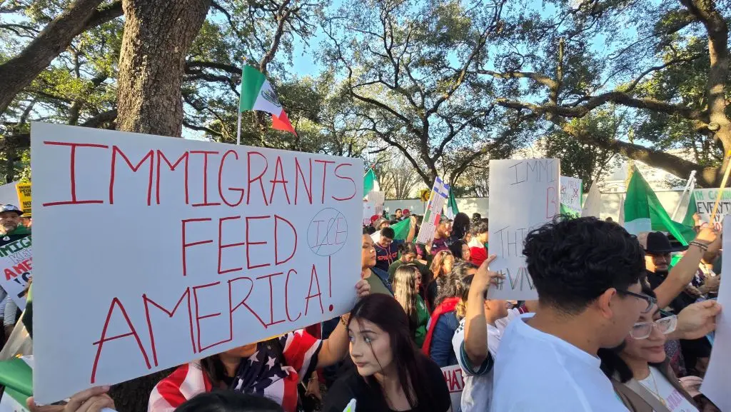 Campaigners staged a protest in support of immigration in Texas on Sunday (MOISES AVILA/AFP via Getty Images)