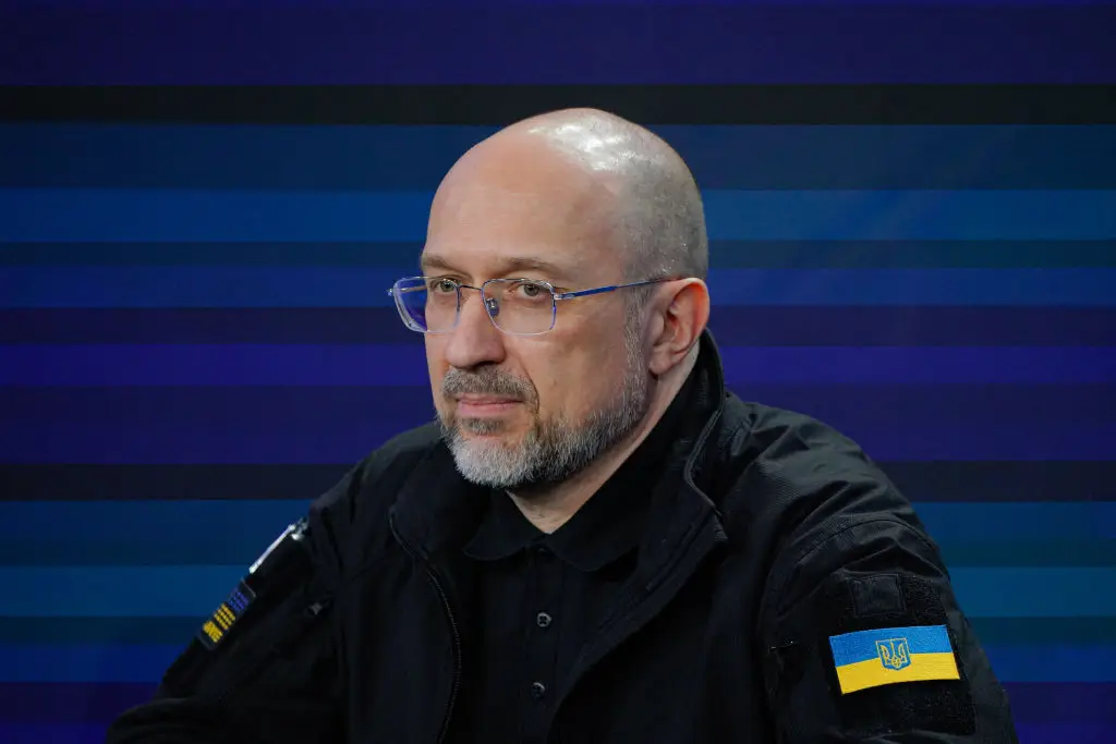 Prime Minister Denys Shmyhal revealed some details of the mineral deal to Ukrainian TV (Ihor Kuznietsov/Novyny LIVE/Global Images Ukraine via Getty Images)
