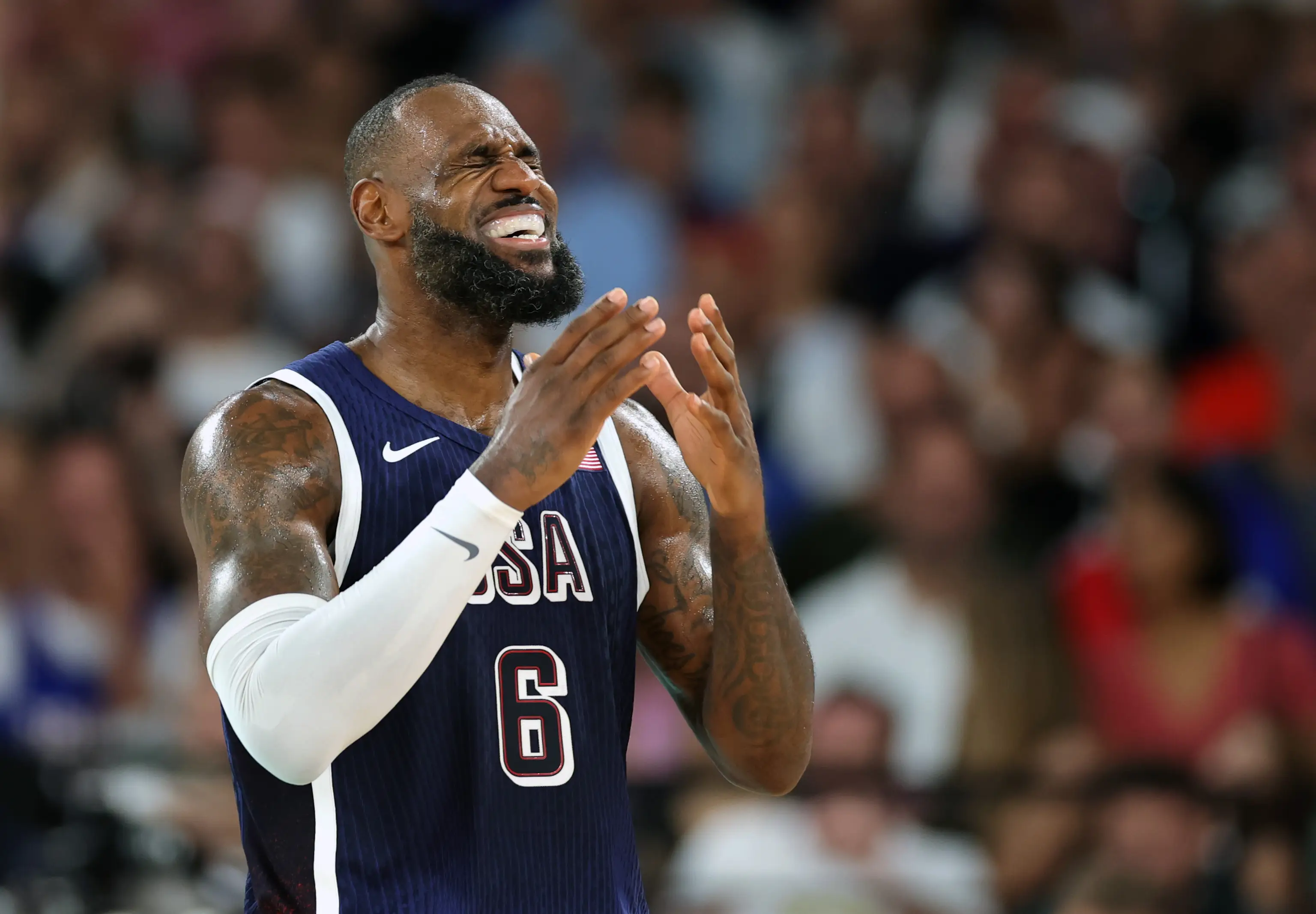 James was under the impression the crowd was cheering for him. (Christina Pahnke - sampics/Getty Image)