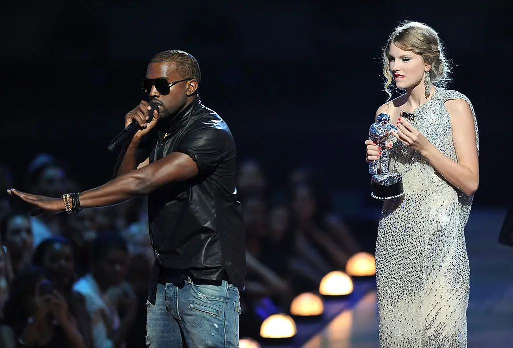 Kanye West and Taylor Swift's feud dates all the way back to 2009, when he interrupted her winning speech (Kevin Mazur/WireImage)