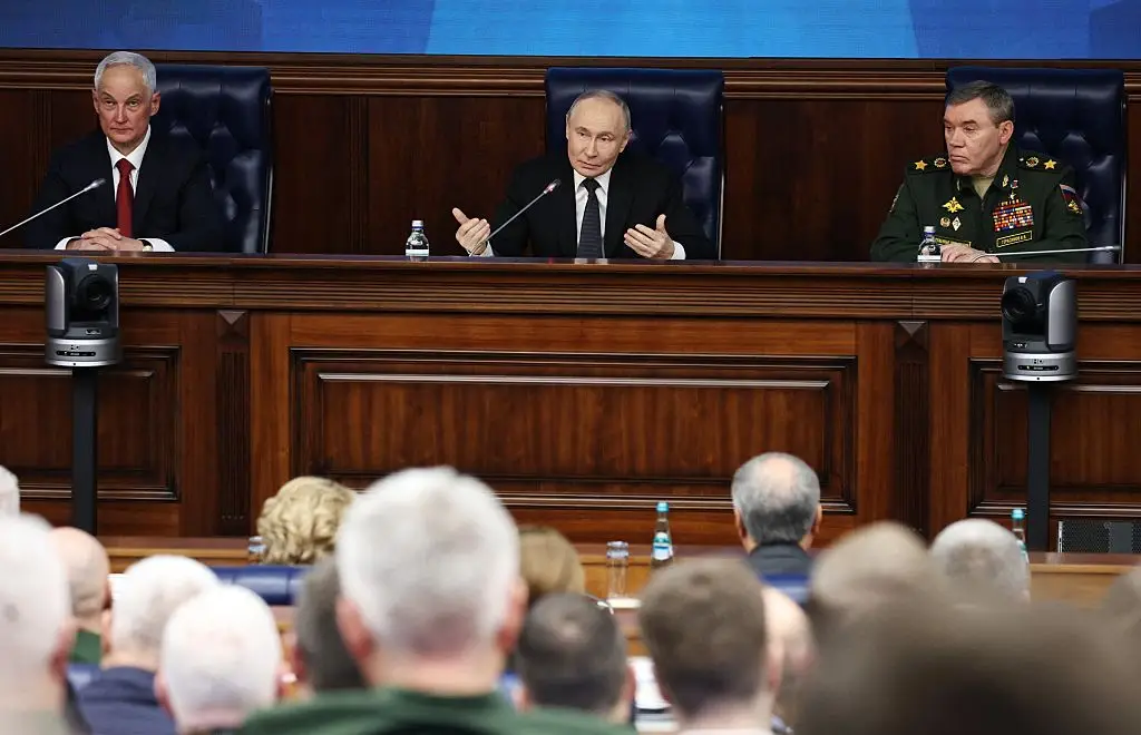 Putin announced his plans to the Defense Ministry Board on Wednesday (Mikhail TERESHCHENKO / POOL / AFP via Getty Images)
