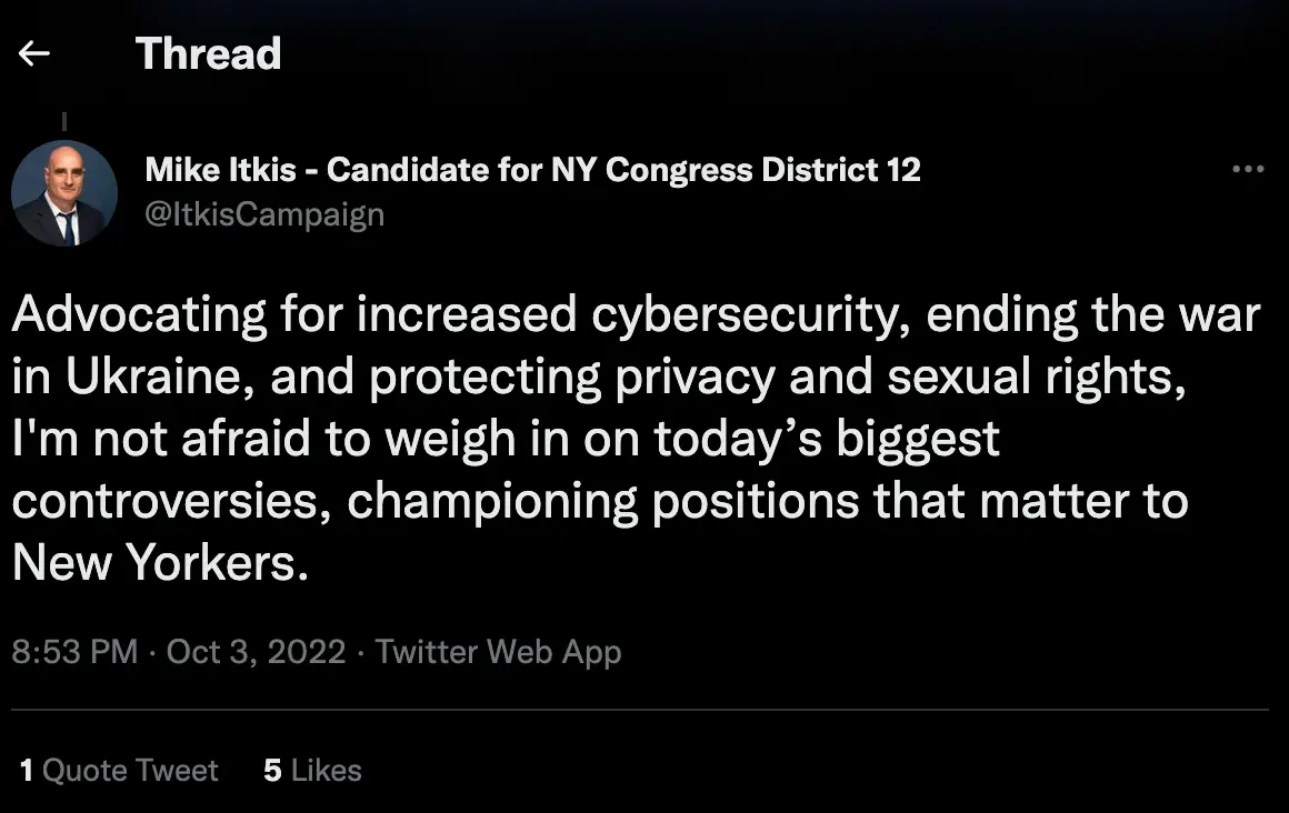 Itkis' campaign seeks to protect 'sexual rights'.