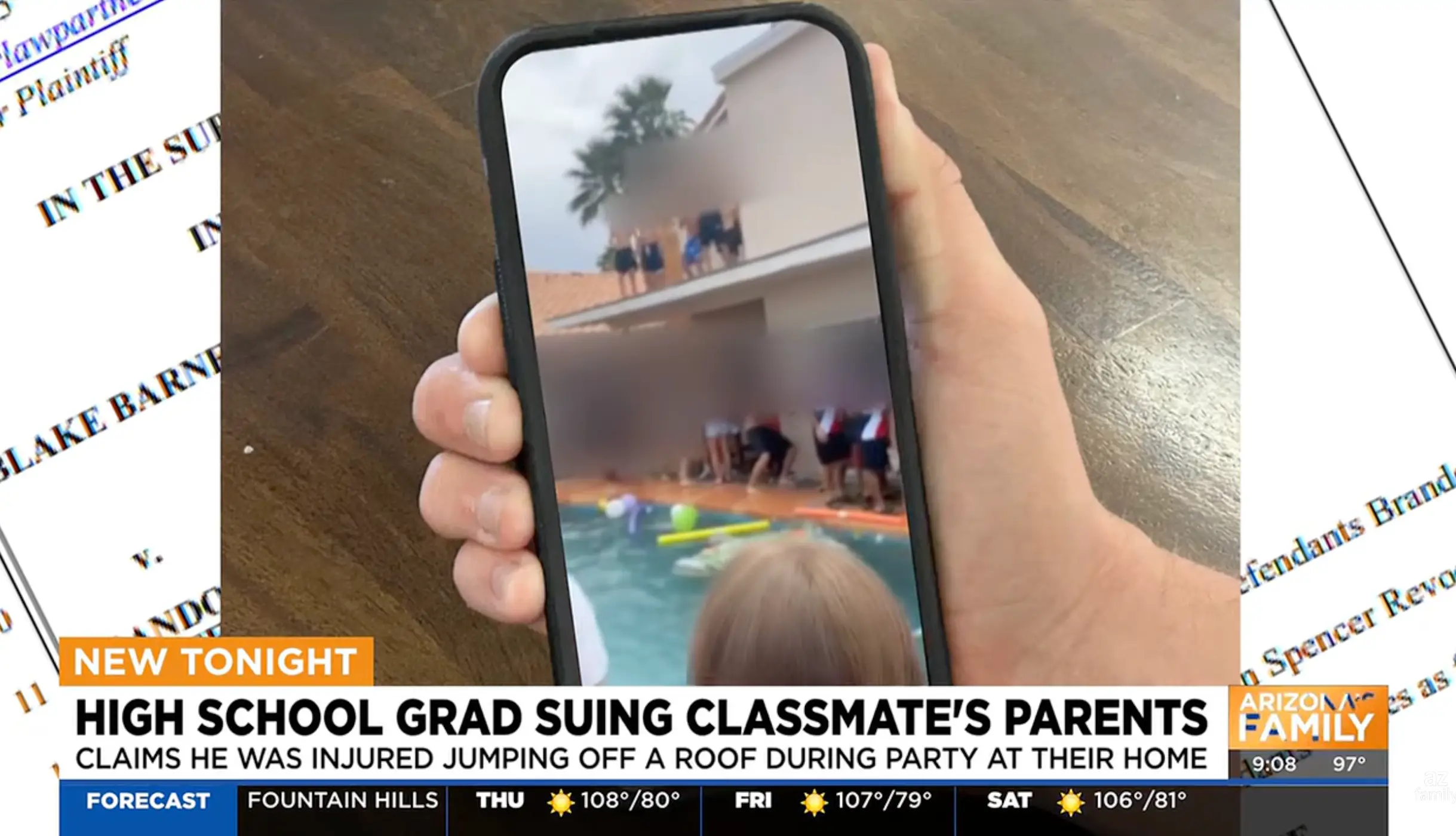 Video footage showed teens jumping off a rooftop into a pool (Arizona's Family)