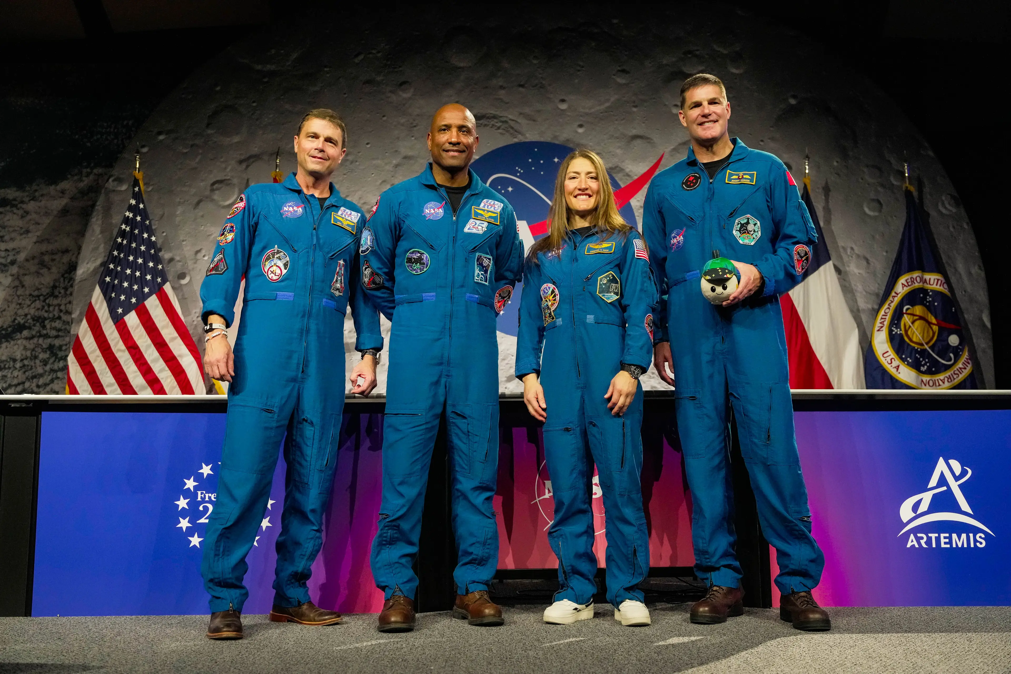Jeremy Hansen, Victor Glover, Christina Koch and Reid Wiseman were involved in an historic mission (Raquel Natalicchio/Houston Chronicle via Getty Images)