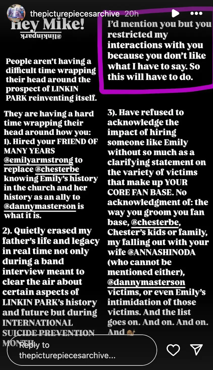 Jaime took to his Instagram Stories to voice his frustration. (Instagram/@thepicturepiecesarchive)