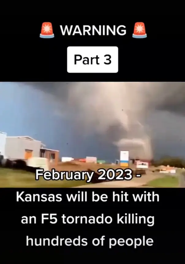 The self-proclaimed time traveller reckons there'll be a devastating tornado in Kansas next year.