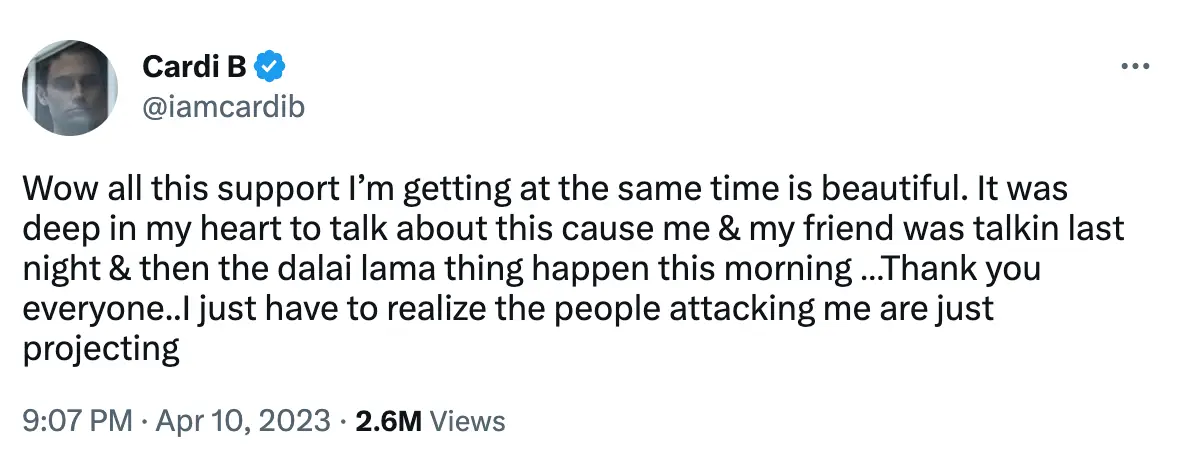 Despite the trolls, Cardi B thanked her fans for support.