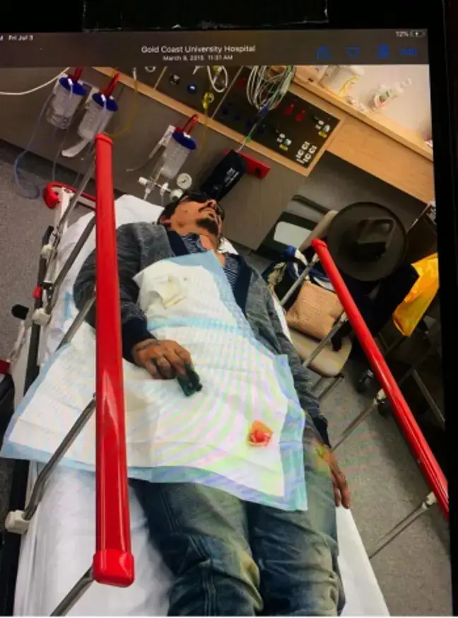 Johnny Depp on his way to hospital.