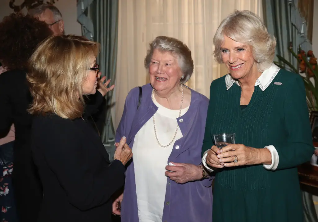 Dame Patricia Routledge (center), Camilla, now-Queen the UK and actress Felicity Kendall in 2017 (Chris Jackson - WPA Pool/Getty Images)