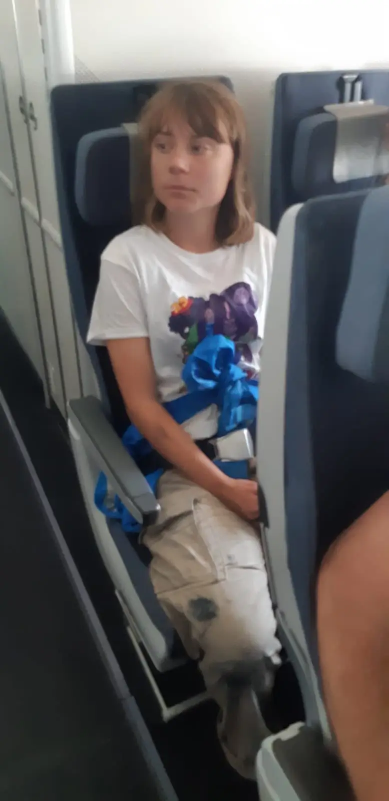Thunberg pictured while being deported from Israel back to Sweden via France (X/Israel Foreign Ministry)