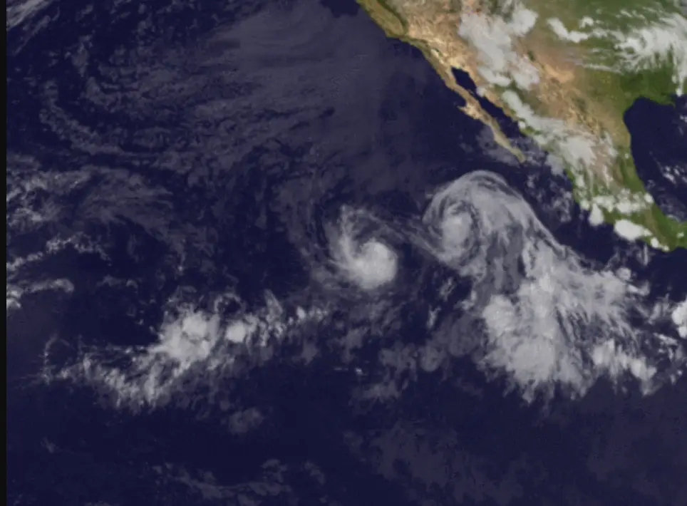 Hurricanes Hilary and Irwin collided with one another in 2017 (National Weather Service)