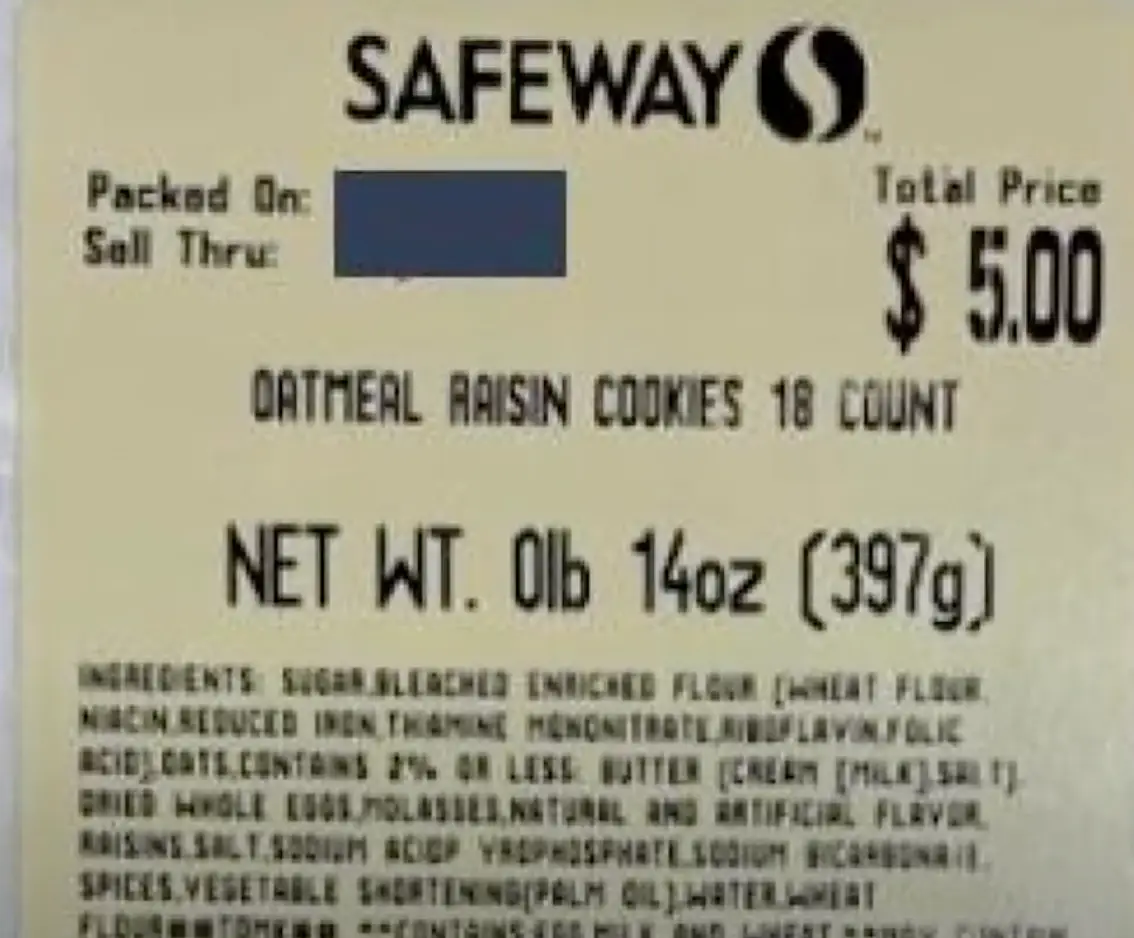 The alleged cookie label (KING 5 Seattle) 