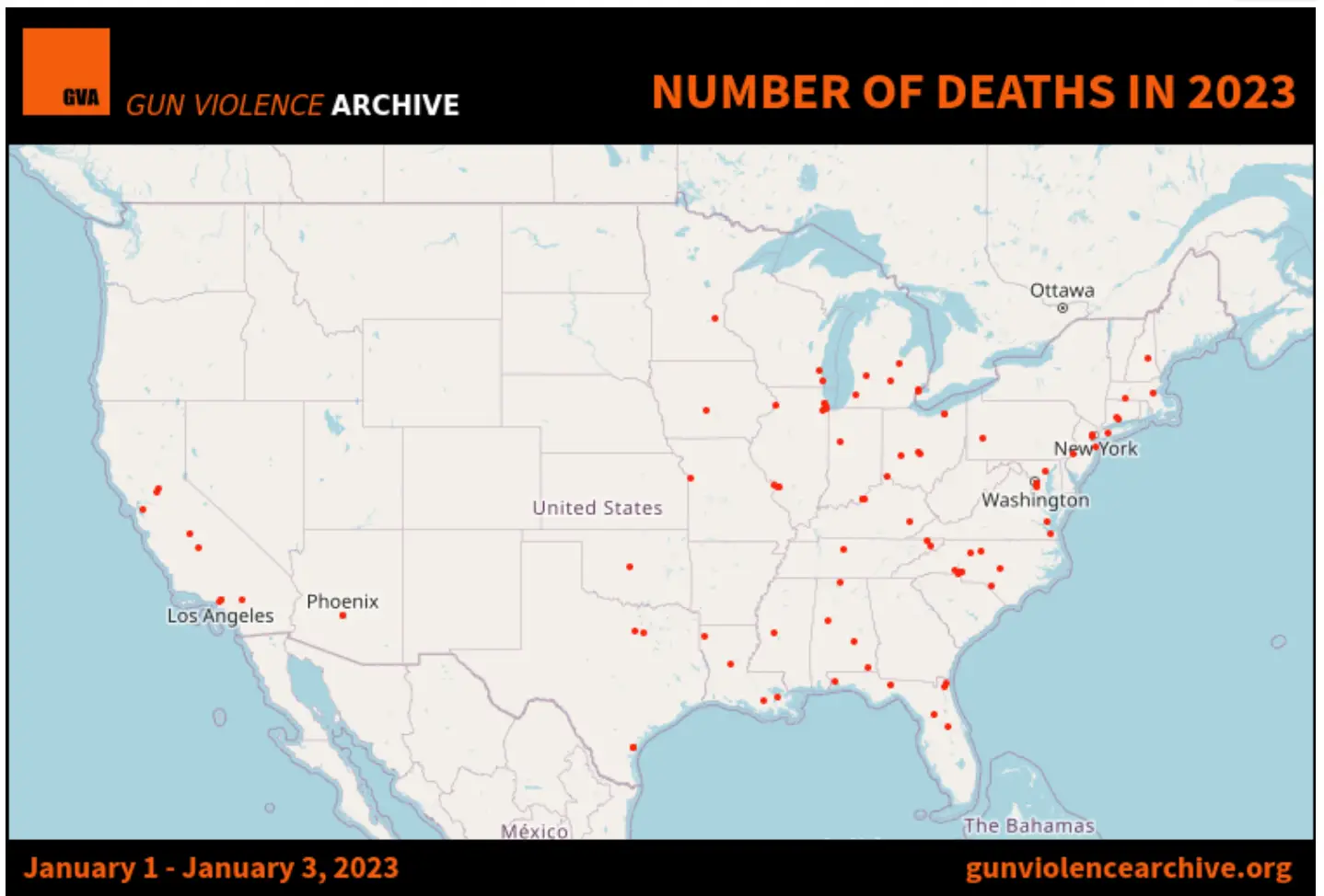 Seven mass shootings have already been recorded in the US.