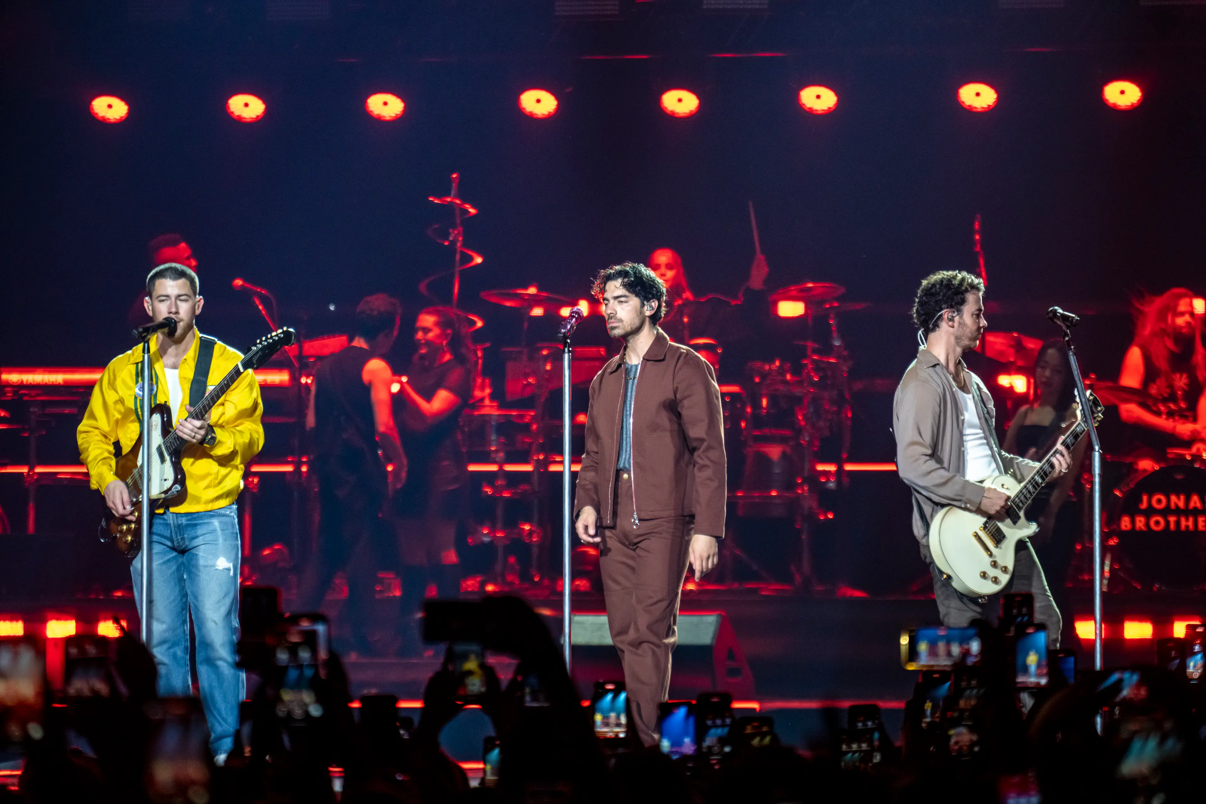 The Jonas brothers all left the stage for a few minutes before returning (Francesco Prandoni/Getty Images)