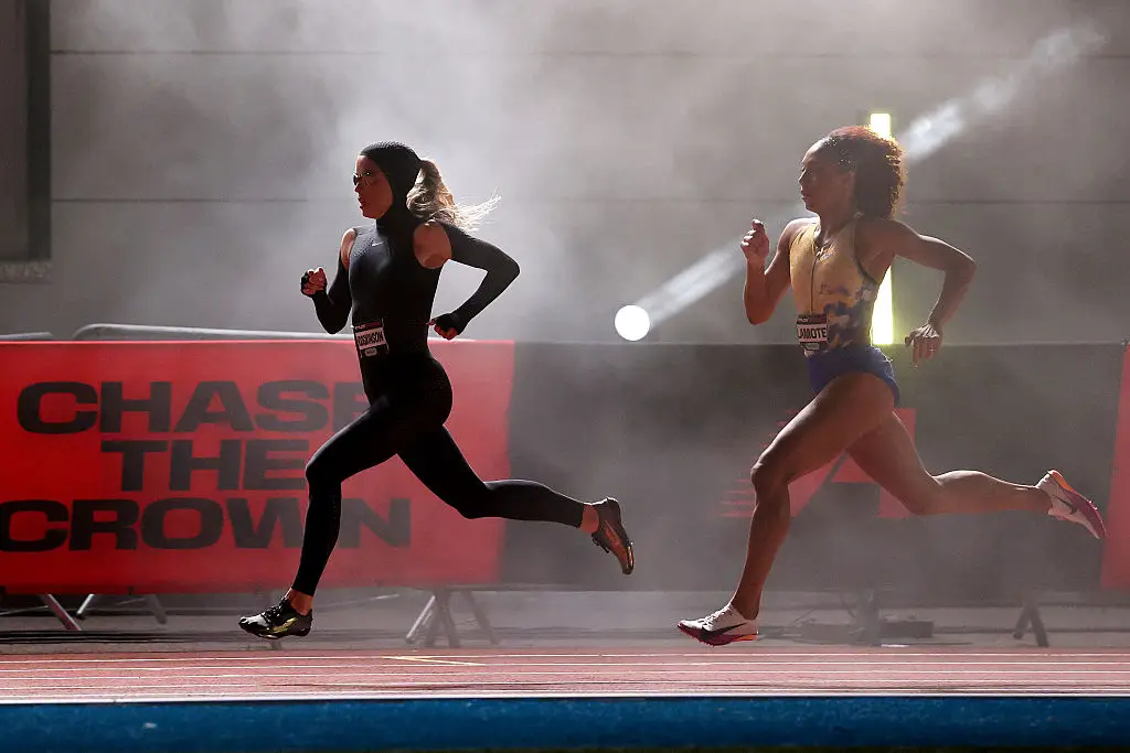 Kelly Hodkinson won the 800 metres at ATHLOS London 2026 (Michael Steele/Athlos/Getty Images)