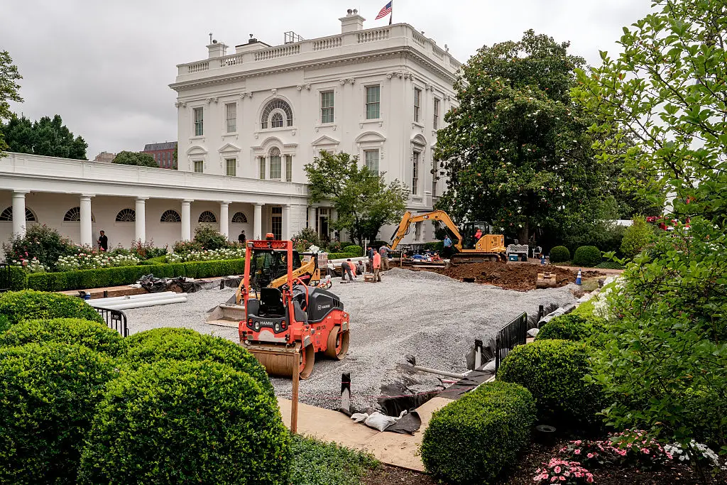 Trump poured concrete over the White House's Rose Garden (Ken Cedeno/UPI/Bloomberg via Getty Images)