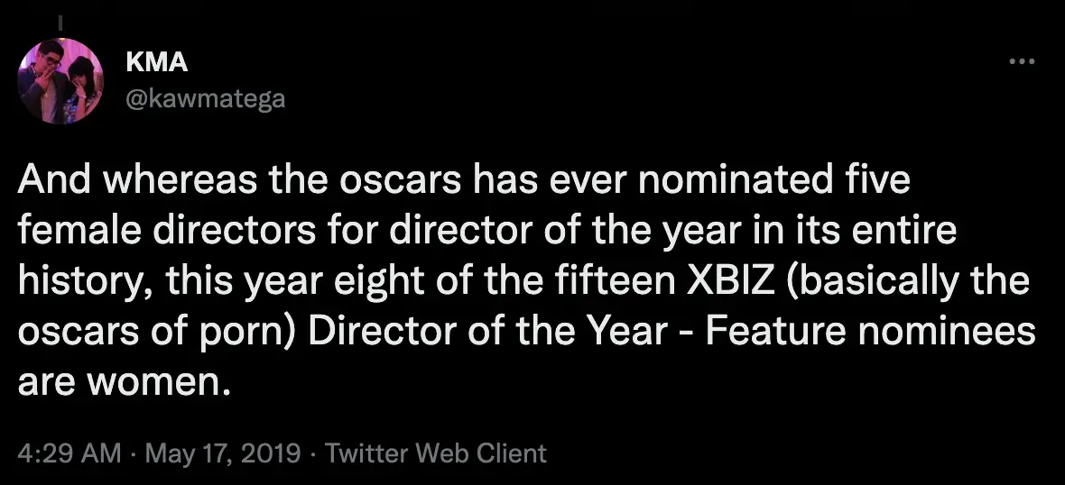 Scarlett has seen an increasing amount of female porn directors, scriptwriters and videographers.