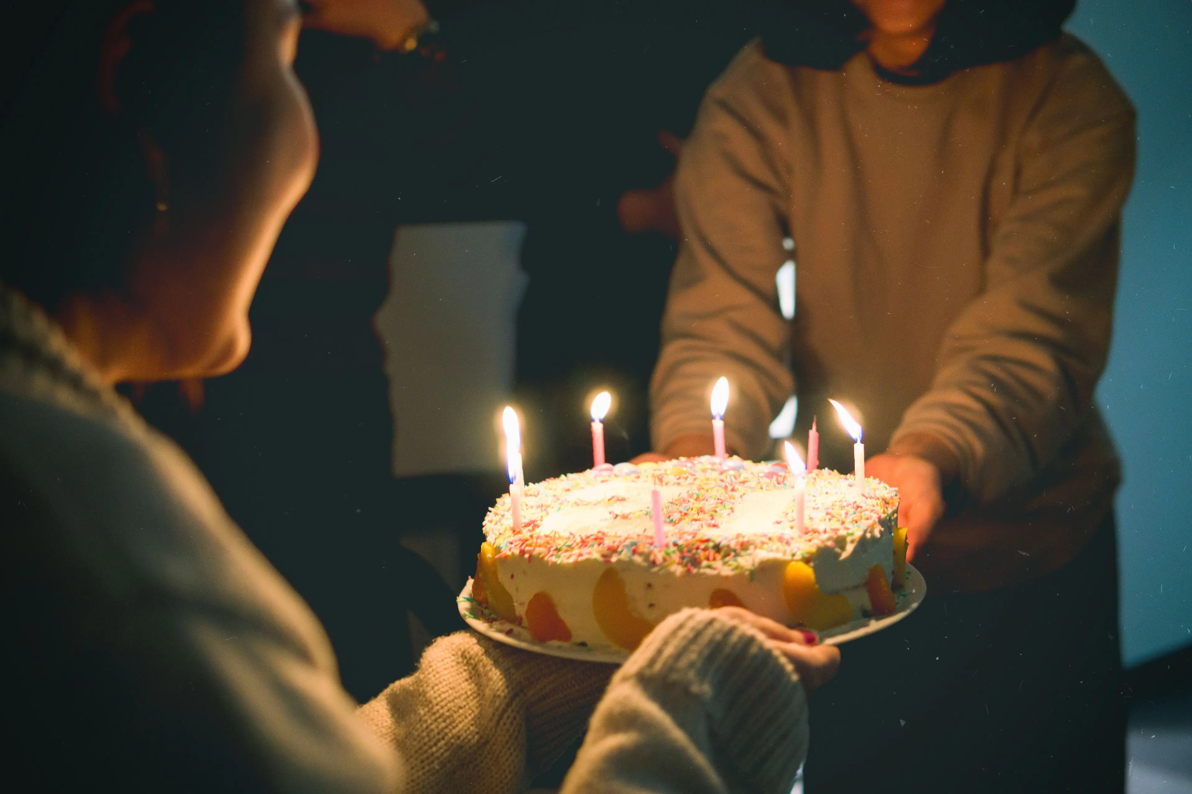 Birthday cake with candles.