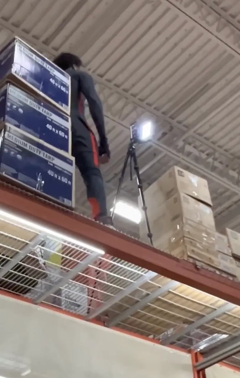 The TikToker managed to get on top of some Home Depot shelves. (@leaks._.world/Instagram)
