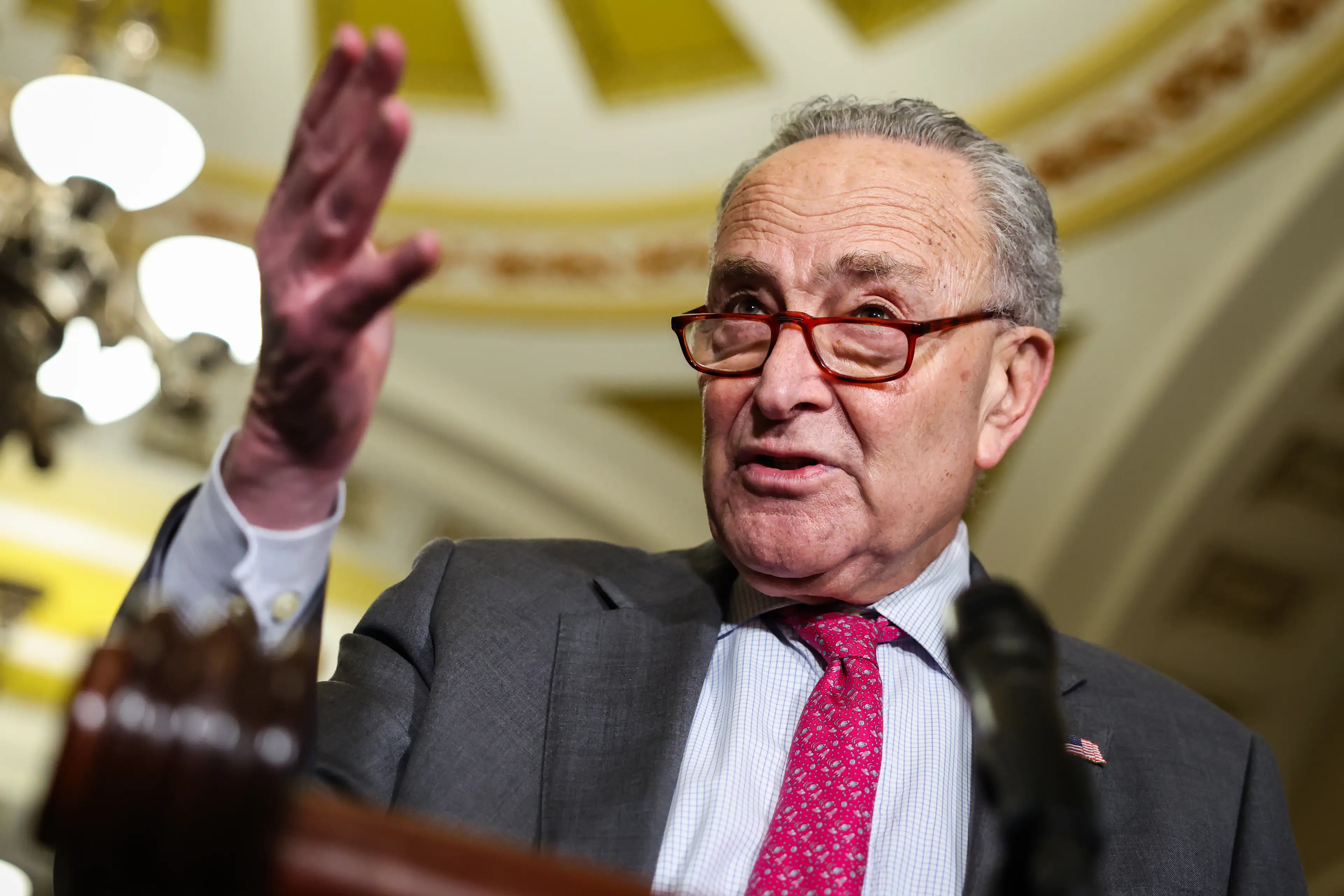 Senate minority leader Chuck Schumer isn't in favor of Trump's plans (Samuel Corum/Getty Images)