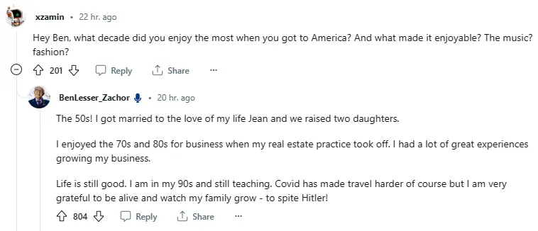 Ben Lesser answered Reddit's questions about the Holocaust.